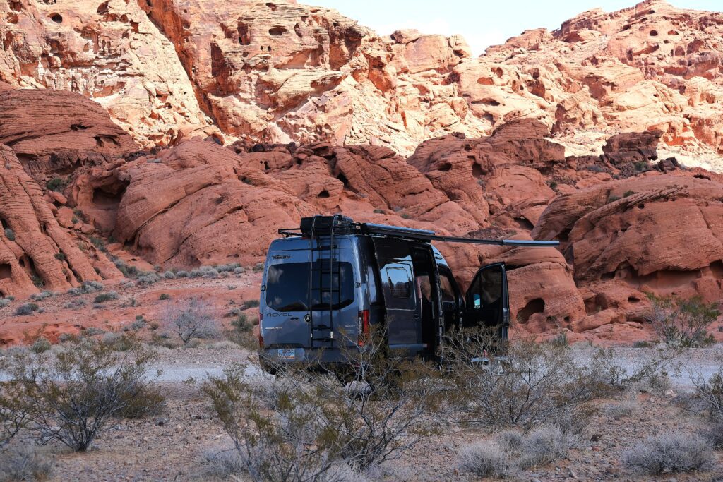 Valley of Fire Park in Las Vegas with an RV