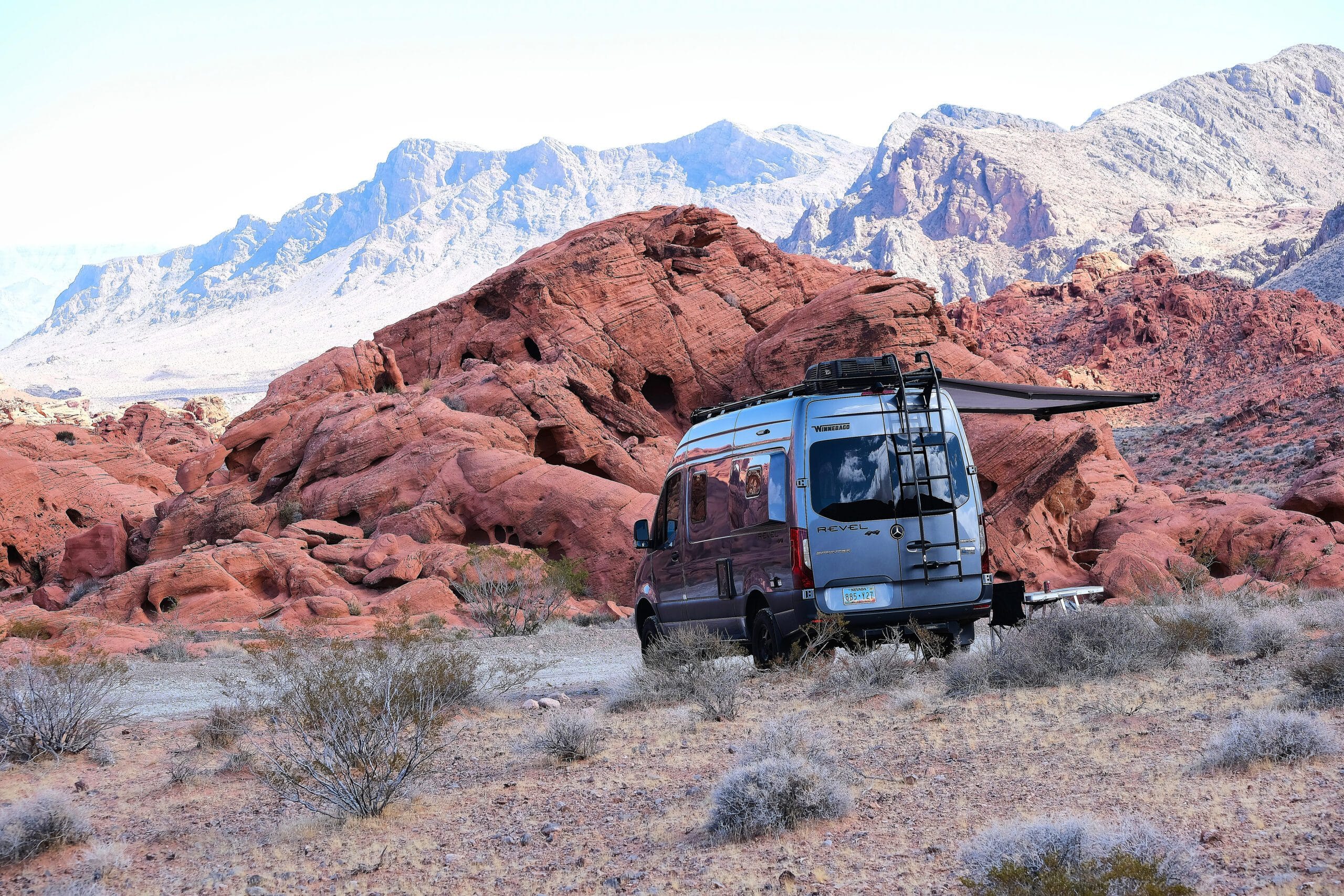 Class B campervan exploring the Nevada mountains near Las Vegas