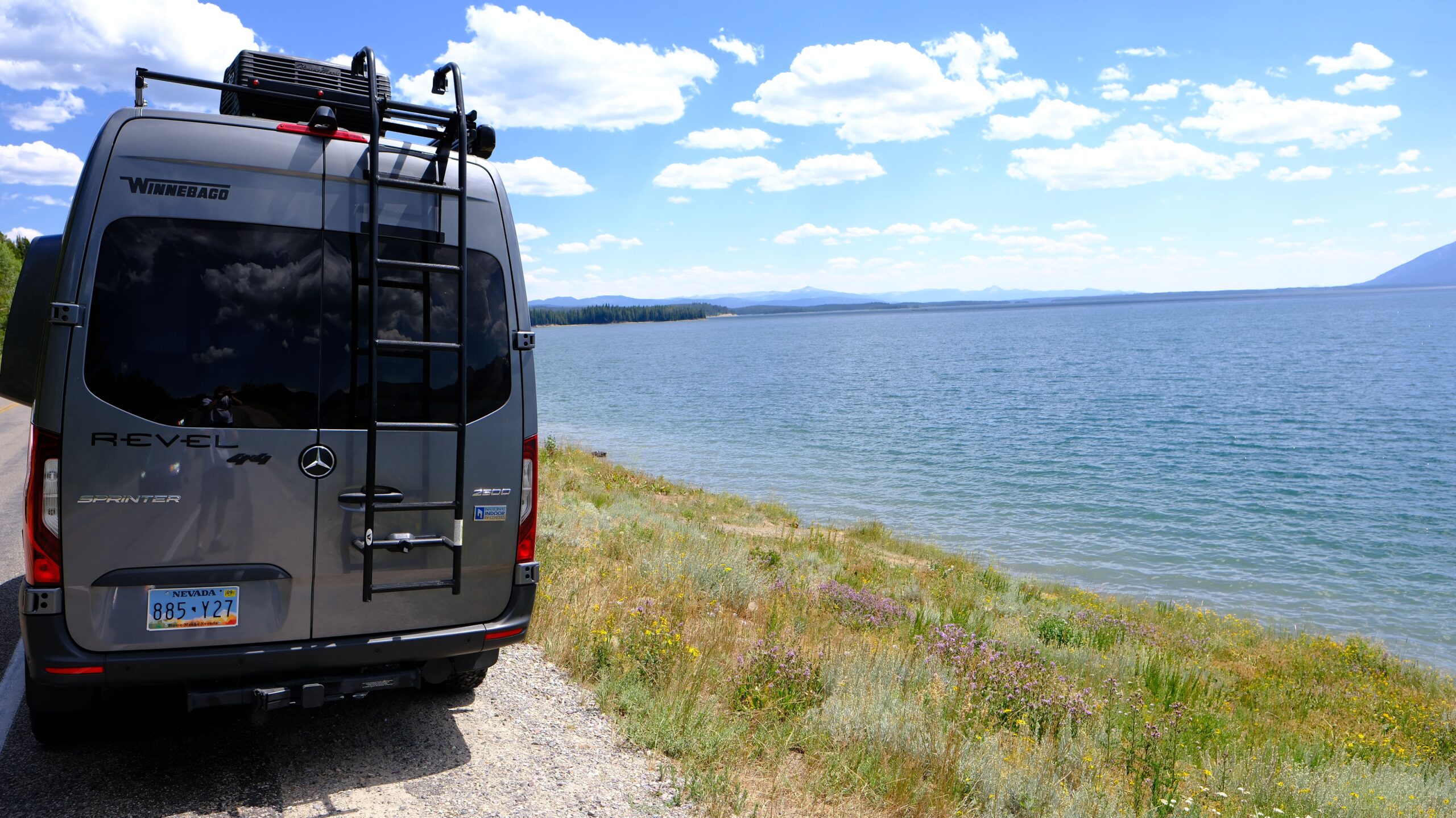Scenic lake landscape for a campervan road trip